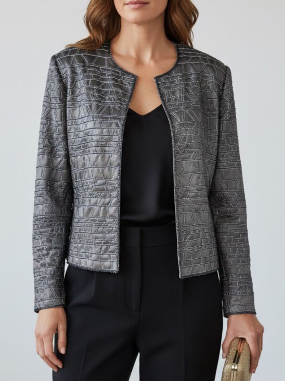 Vintage Adrianna Papell Evening Beaded Silk Jacket Size M
